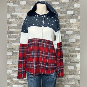 Red, White & Blue Drawstring Hoodie